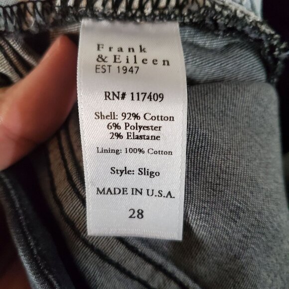 Frank & Eileen Jeans Womens Size 28 Black Sligo Stretch Skinny Denim USA - Picture 3 of 12